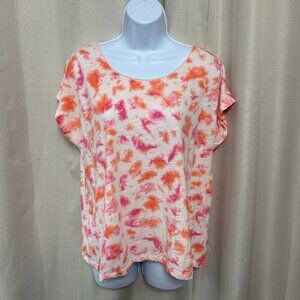 J. Jill Pullover Short Sleeve Top Women's Size Large Petite Pink Coral